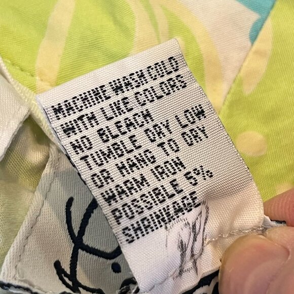 Lilly Pulitzer Vintage Fish Print Glow‎ Crop Pants Green Blue Size 10 Cotton - Picture 7 of 7